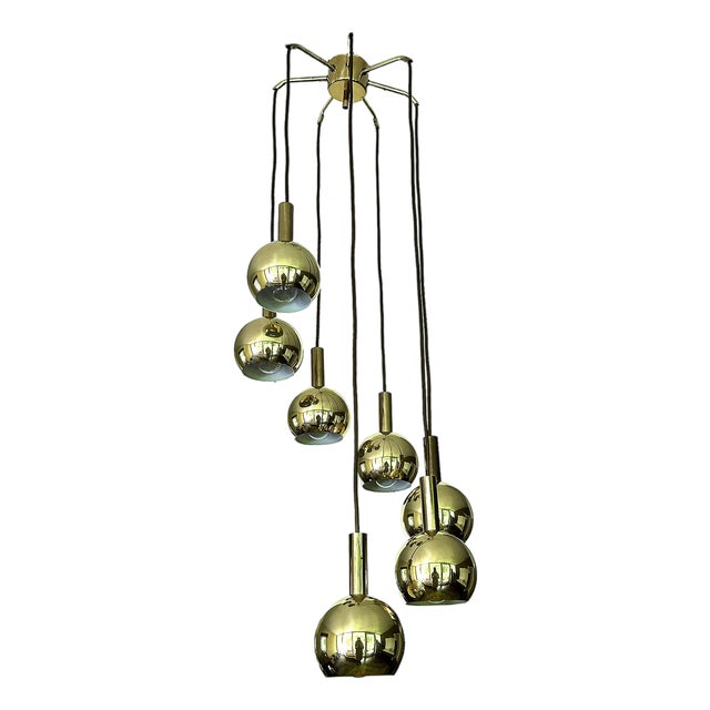 Mid-Century Cascade Pendant Light in Brass from Staff Leuchten, 1970s For Sale