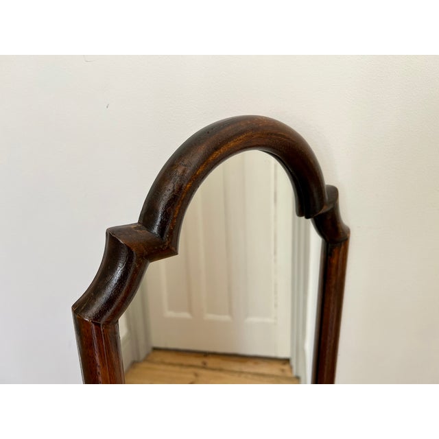 Brown Tall Narrow Antique Wooden Scallop Frame Mirror, France, 1920s For Sale - Image 8 of 13