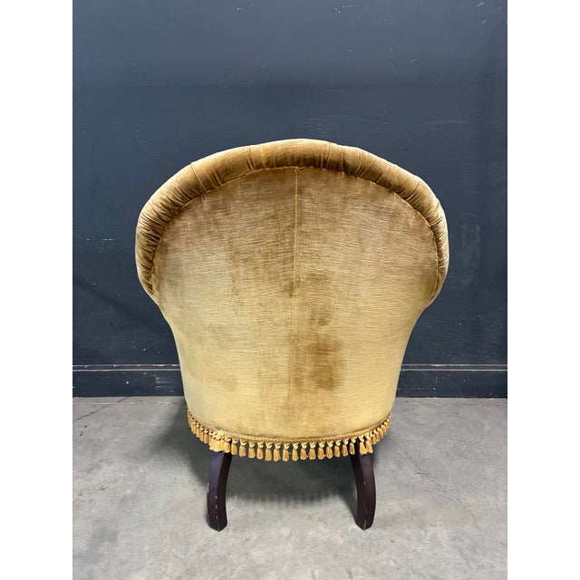 Textile Antique French Gold Velvet Side Chair For Sale - Image 7 of 7