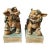 Vintage Shiwan Kiln Amber Glazed Foo Dogs on Pedestals - A Pair For Sale