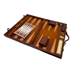 Vintage Leather Backgammon Briefcase Set
