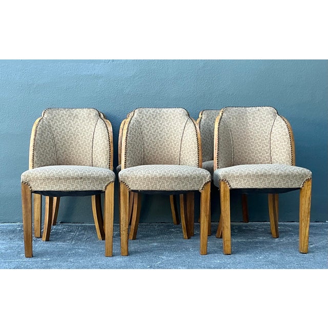 Wood Vintage Art Deco Burled Walnut Dining Chairs After Harry and Lou Epstein - Set of 6 For Sale - Image 7 of 12