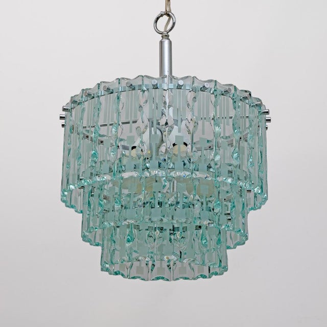 Silver Ground Crystal Chandelier attributed to Cristal Art, Italy, 1970s For Sale - Image 8 of 8