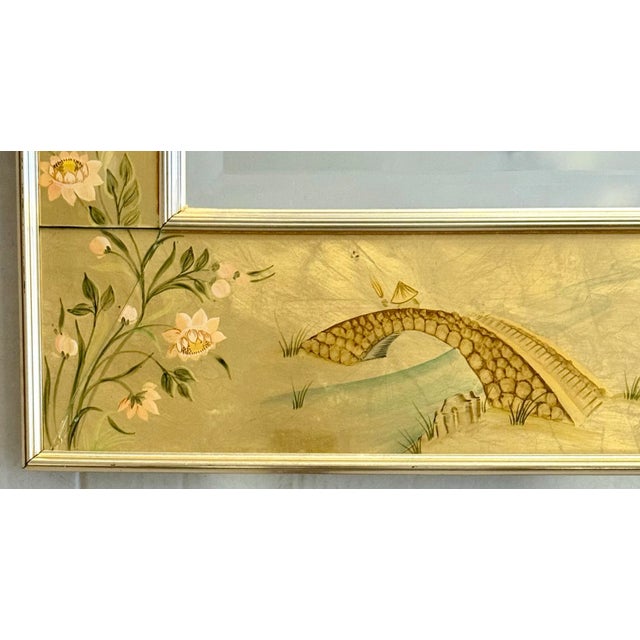 Labarge LaBarge Chinoiserie Hand Painted Eglomise Mirror For Sale - Image 4 of 9