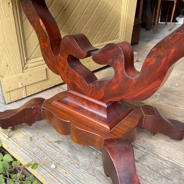 Victorian 1800s Empire Period Crotch Mahogany Flip-Top Game Table For Sale - Image 3 of 12