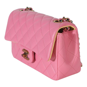 Pink Quilted Lambskin Rainbow Mini Rectangular Flap Bag