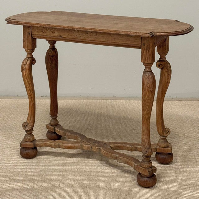 French Country 18th Century French Hand-Carved Side Table in Stripped Oak For Sale - Image 3 of 18