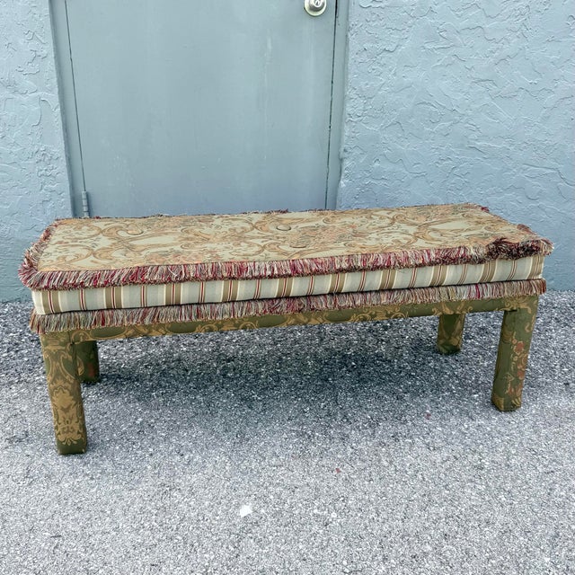 Late 20th Century Vintage Hollywood Regency Tufted Parsons Bennxh For Sale - Image 5 of 6