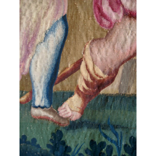 Green Flemish Brussels Tapestry Children Playing in a Garden, Circa 1680 For Sale - Image 8 of 11