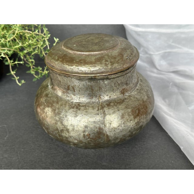 Primitive Antique Metal Container With Lid For Sale - Image 10 of 13