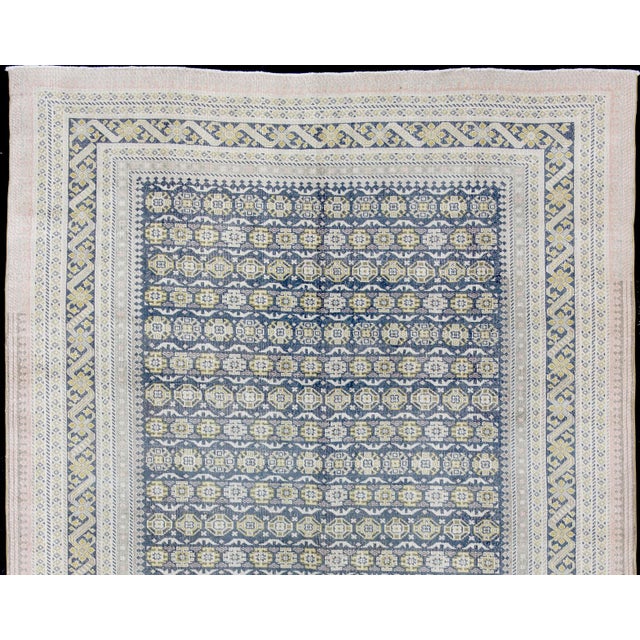 Tribal Antique Khotan Rug in Shades of Blue With Gray, L. Pink and Yellow Accents 9'8 X 13'4 For Sale - Image 3 of 13