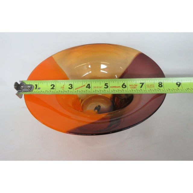 Teleflora Hand Blown Tri Color Florist Bowl Orange Amber Purple Art Glass 4859b For Sale In Miami - Image 6 of 10