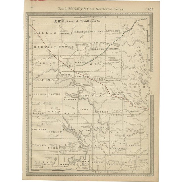 Antique Northwest Texas Map by Rand McNally, 1888 For Sale - Image 10 of 10