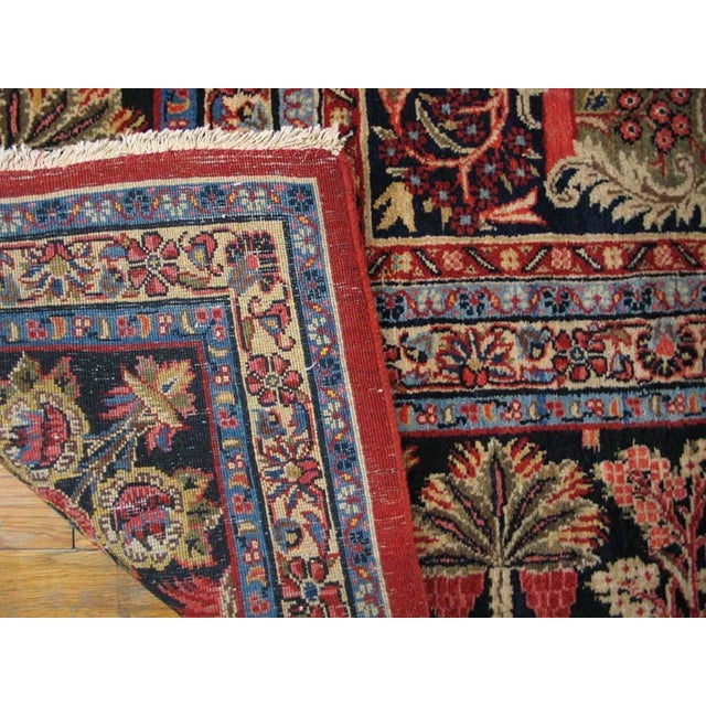 Distinctive Kazvin Motif on a Red-Scarlet Background Color With Masterful Medallion Design Antique Persian Rug For Sale In New York - Image 6 of 6
