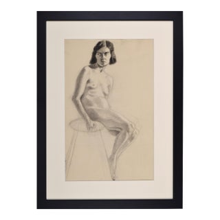 Graphite Female Nude Figure Study Drawing by Anne Neumark C. 1928 For Sale