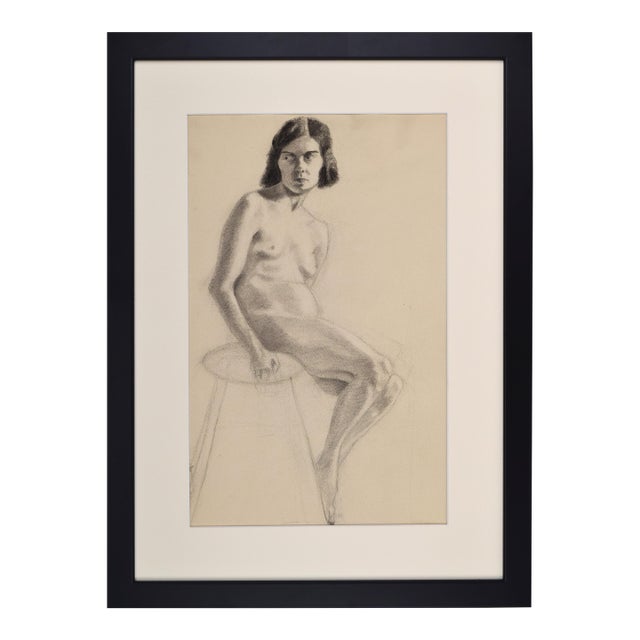 Graphite Female Nude Figure Study Drawing by Anne Neumark C. 1928 For Sale