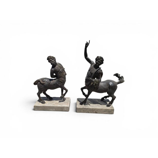 Patinated Centaur Sculptures, Bronzes on Marble Bases, Early 20th Century, Set of 2 For Sale - Image 6 of 14