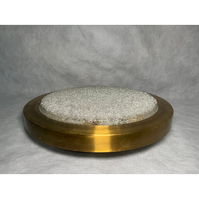 Mid-Century Modern Large Ice Glass Flush Mount Ceiling Lamp attributed to Doria Leuchten Germany, 1960s For Sale - Image 3 of 11