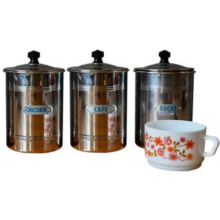 Vintage and Bohemian Metal Kitchen Boxes, Set of 3 For Sale