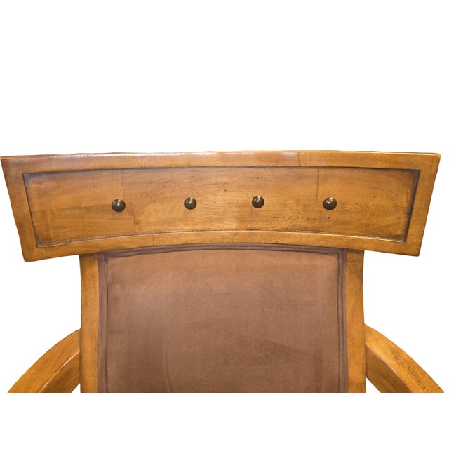 Late 20th Century Pair of Vintage Regency Style Upholstered Wood Armchairs on Casters For Sale - Image 5 of 11