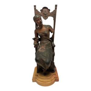 19th Century Michel Léonard Béguine (1855-1929) Enthroned Woman Bronze Figurine