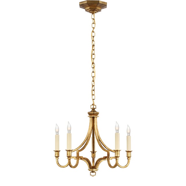 Chapman & Myers for Visual Comfort Signature Mykonos Small Chandelier in Gilded Iron For Sale