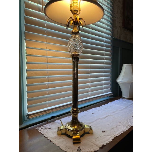 Vintage Waterford Crystal 35" Pineapple Hospitality Buffet Lamp - Brass (Model Lbu35a) For Sale - Image 11 of 15