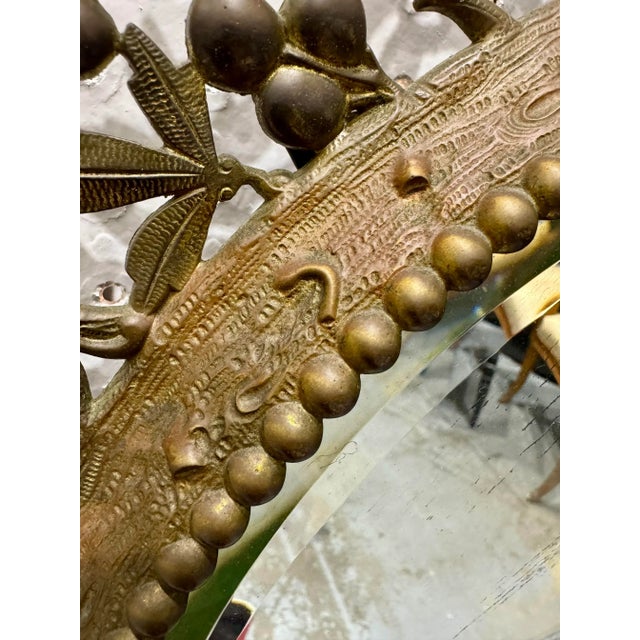 Bronze Superb 27” Pierced Bronze Beveled Sunburst Style Antique Victorian Wall Mirror For Sale - Image 8 of 12