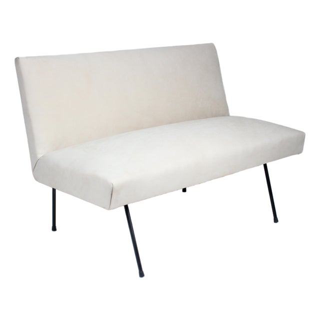 Mid 20th Century Milo Baughman for Pacific Iron Style Suede and Iron Settee For Sale