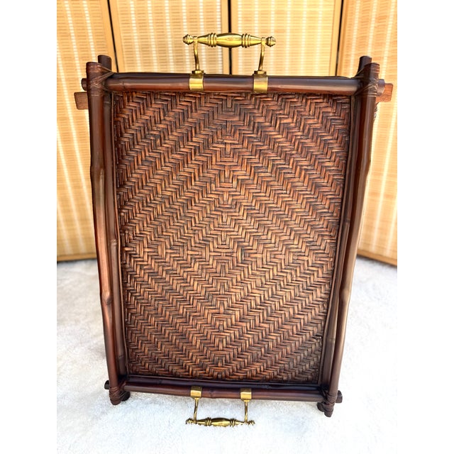Ralph Lauren Vintage Ralph Lauren Home Butler's Tray Table | British Colonial Rattan & Brass For Sale - Image 4 of 18