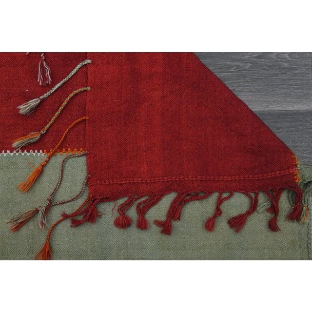 Vintage Turkish Oushak Handmade Wool Cotton Red Runner Rug For Sale - Image 9 of 11