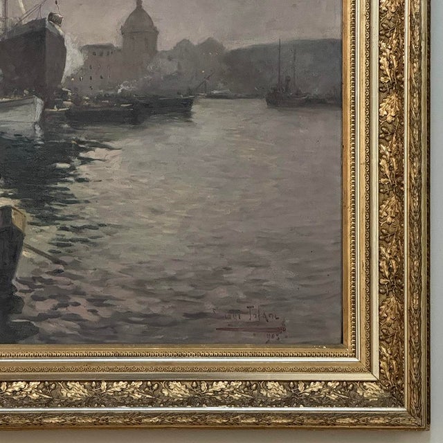 Grand Signed Oil Painting on Canvas by Luigi Tafani, 'View of Venice' Dated 1903 For Sale - Image 11 of 16