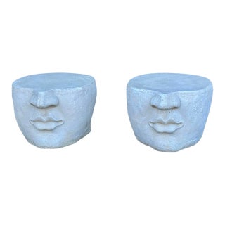 Late 20th Century Pair of Contemporary Sculptural Face-Form Side Tables For Sale