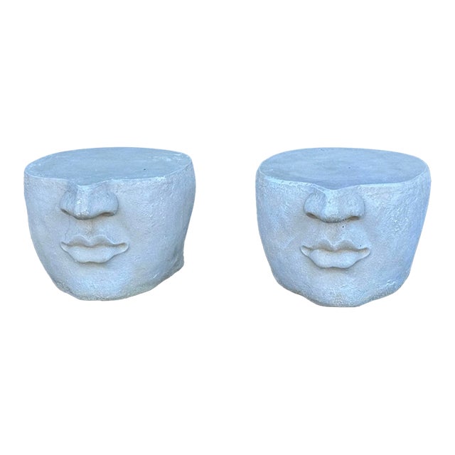 Late 20th Century Pair of Contemporary Sculptural Face-Form Side Tables For Sale