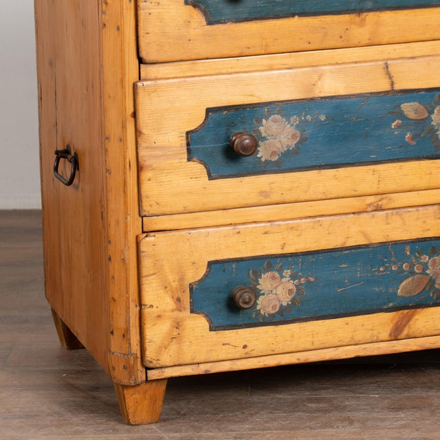 19th Century Pine 3-Drawer Chest With Original Painted Decoration, Dated 1873 For Sale - Image 15 of 16