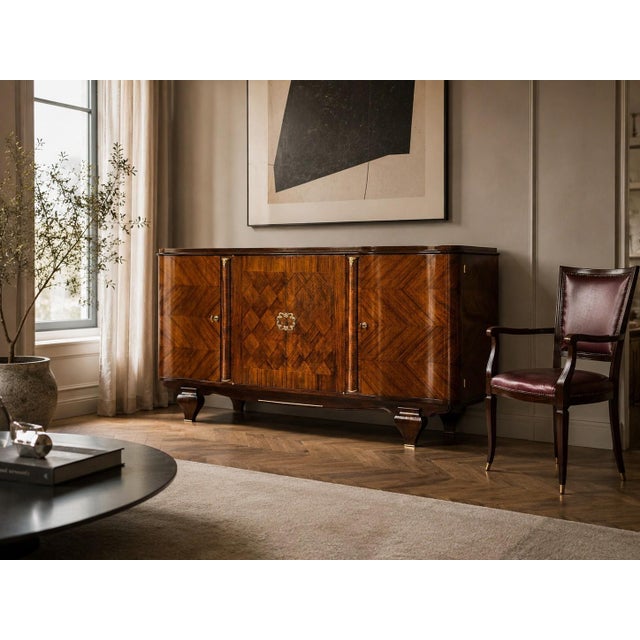 Wood French Art Deco Sideboard in the Style of Jules Leleu, 1940s attributed to Jules Leleu For Sale - Image 7 of 18