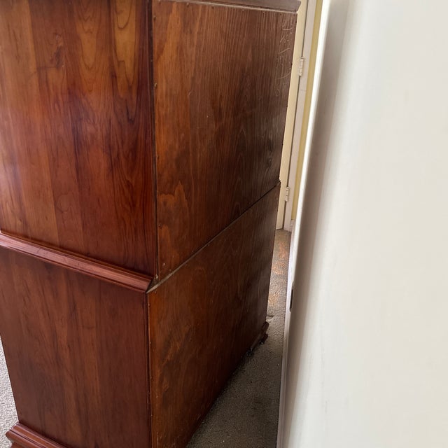 1950s L. & J. G. Stickley Solid Cherry Georgian 8-Drawer Highboy For Sale - Image 9 of 9