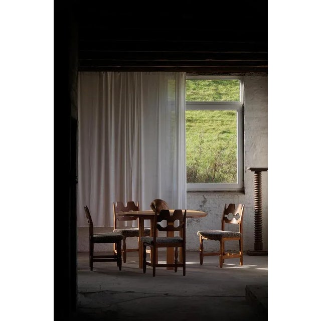 Vintage Razorblade Chairs in Oak and Lambswool by Henning Kjærnulf, 1960s, Set of 6 For Sale - Image 9 of 18