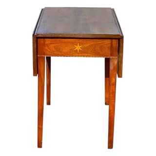 Antique Federal Mahogany Drop Leaf Table With Star Inlay For Sale