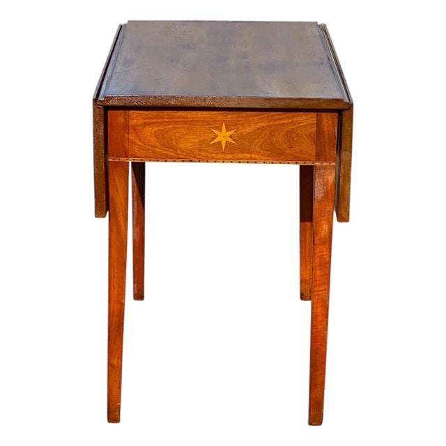 Antique Federal Mahogany Drop Leaf Table With Star Inlay For Sale