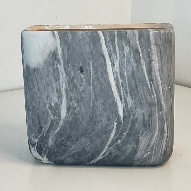 Vintage Home is pleased to offer this faux Carrara Marble Ceramic Planter. This is a very stylish planter and the faux...