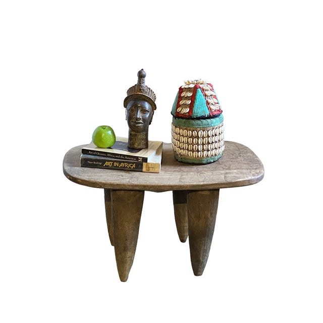 1980s Old Rustic Senufo Wood Milk Stool /Table I . Coast 26" W For Sale - Image 5 of 10