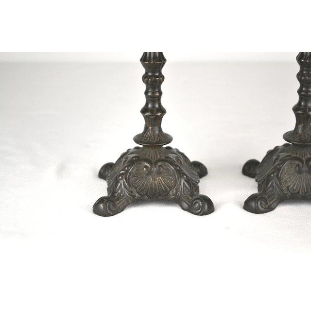 Blackened Brass Candlesticks - A Pair For Sale In Denver - Image 6 of 8