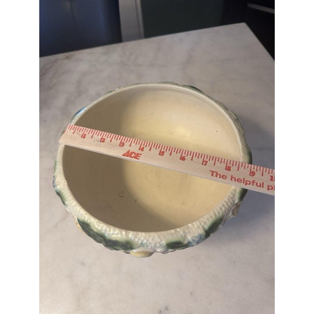 1910s Large 1917 Antique Roseville Pottery Rozane Creamware Footed Centerpiece Console Bowl - 9" For Sale - Image 5 of 7