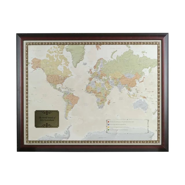 Brown Late 20th Century Novelty Map of the World Travels of Jerry Kestenbaum For Sale - Image 8 of 8