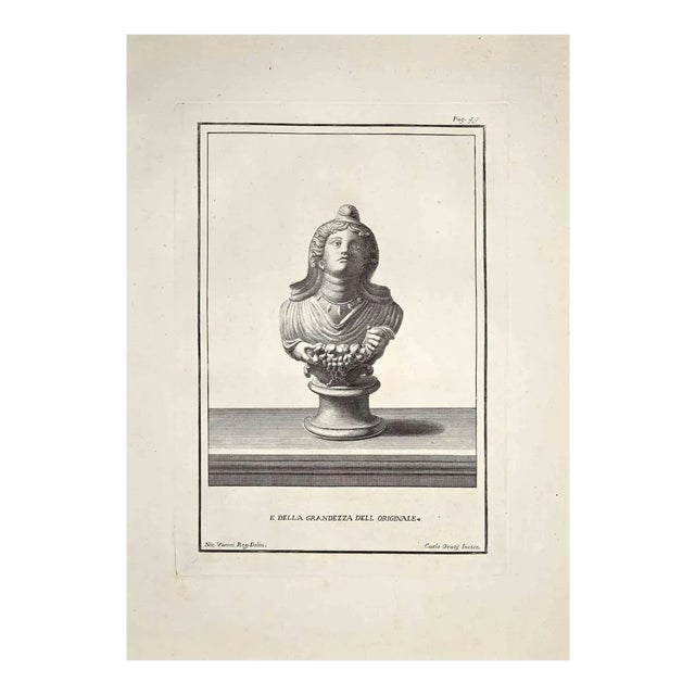 Carlo Oraty, Ancient Roman Bust, Late 18th Century, Original Etching For Sale