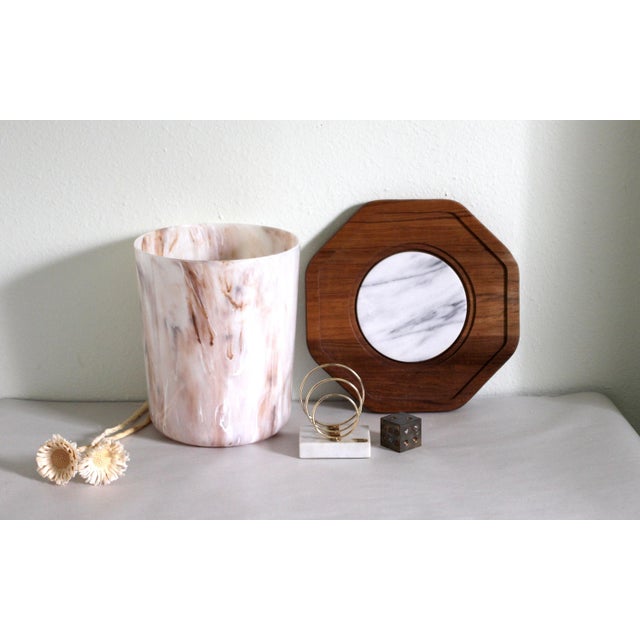 Wood 1960s Mid-Century Marble and Wood Cheese Board For Sale - Image 7 of 11