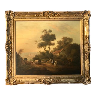 18th Century Old Master Style Landscape Oil Painting by Julius Caesar Ibbetson, Framed For Sale