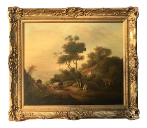18th Century Old Master Style Landscape Oil Painting by Julius Caesar Ibbetson, Framed
