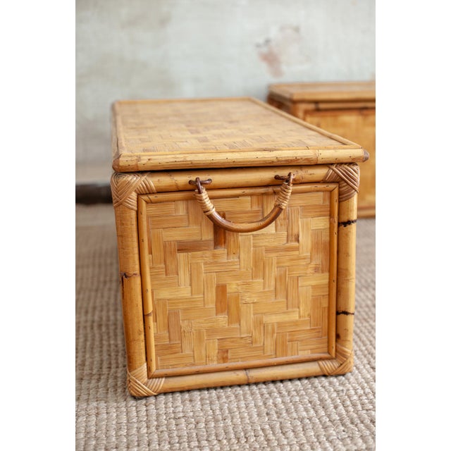 Vitage Bamboo Storage Trunks, 1980s, Set of 2 For Sale - Image 3 of 12